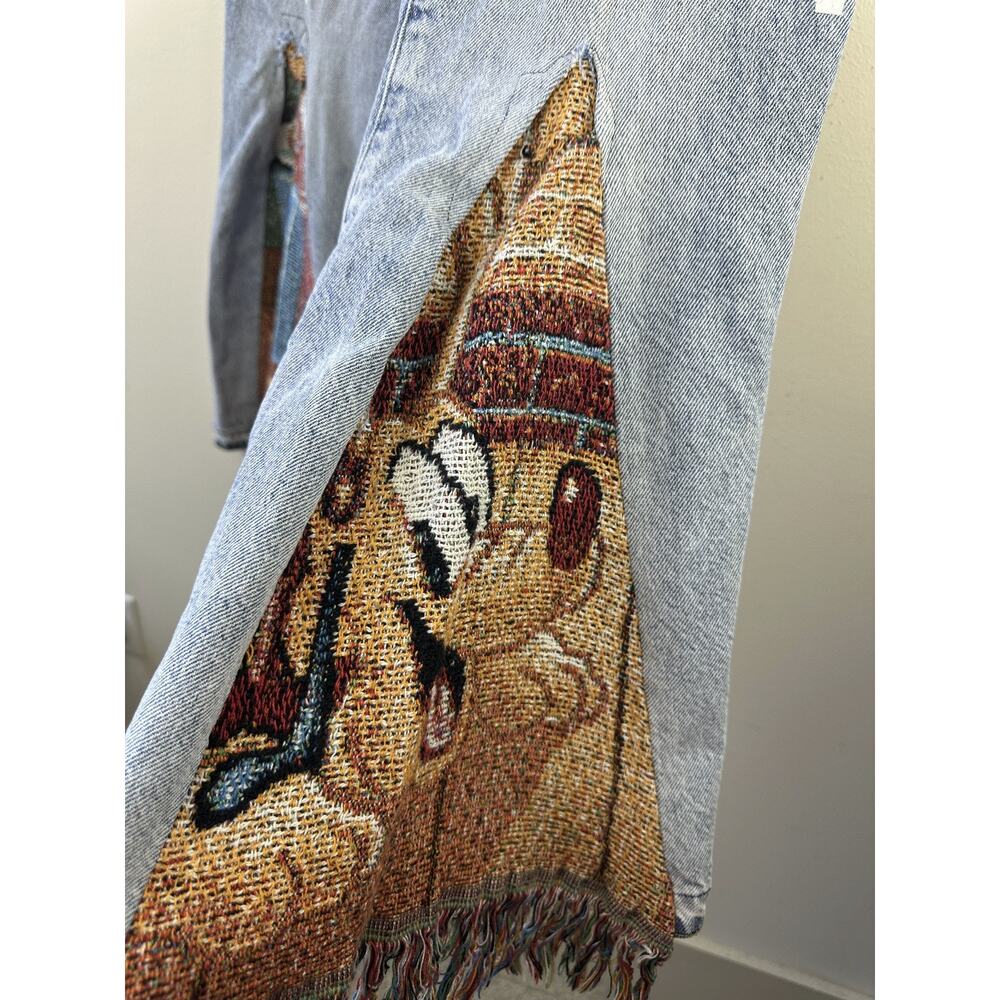 Playboy PacSun Reworked Upcycled Patchwork Denim Jeans Tapestry Boho Women's 27 - Picture 7 of 15